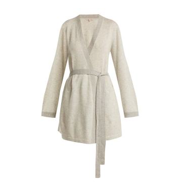 Bella Lurex-trimmed cashmere robe