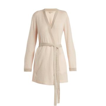 Bella Lurex-trimmed cashmere robe