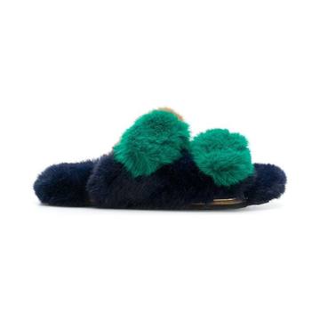 faux fur flat sandals