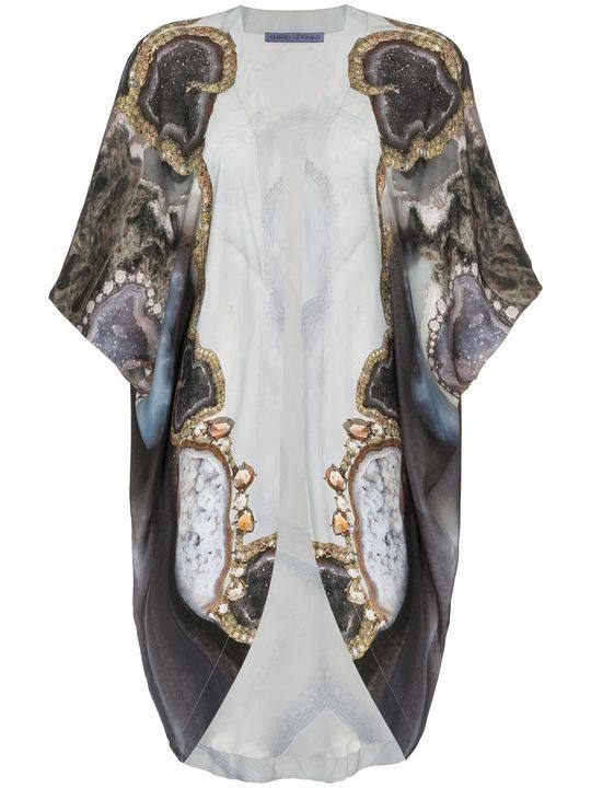 jewelled serpent print silk kimono robe展示图