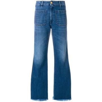 frayed high-rise flared jeans