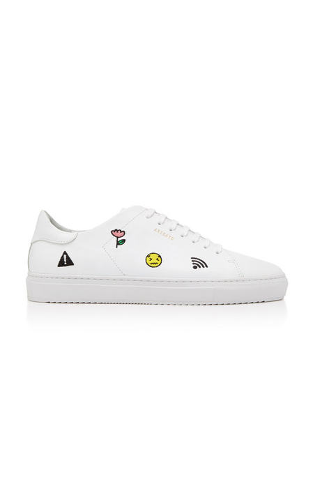 Emoji Embroidered Leather Sneakers展示图