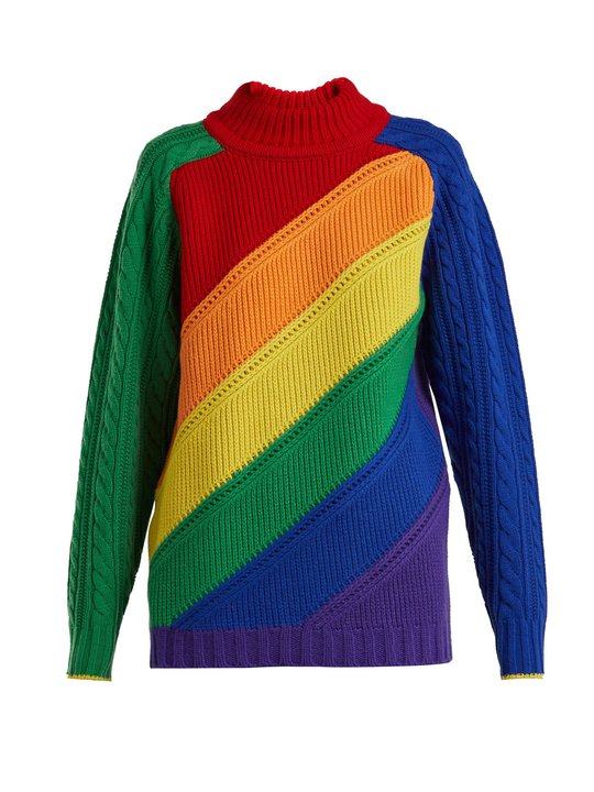 Color-block wool and cashmere-blend sweater展示图