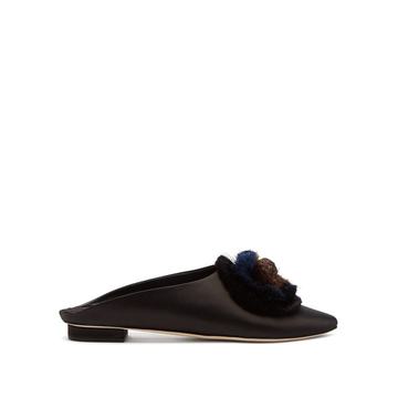 Zarina satin backless loafers