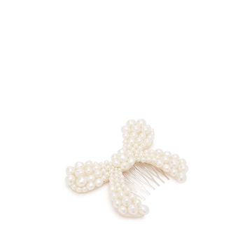 Faux-pearl bow hair slide