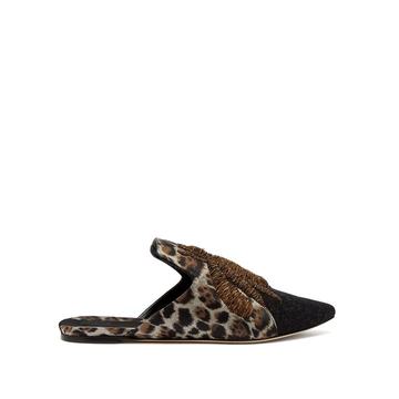 Rango jacquard and velvet backless loafers