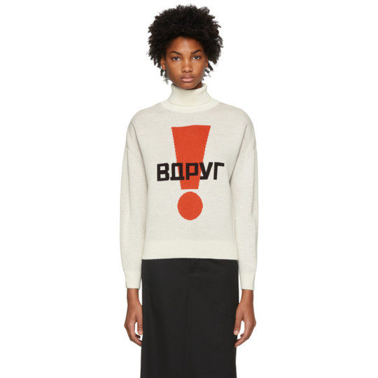 White 'Exclamation Point' Graphic Turtleneck展示图