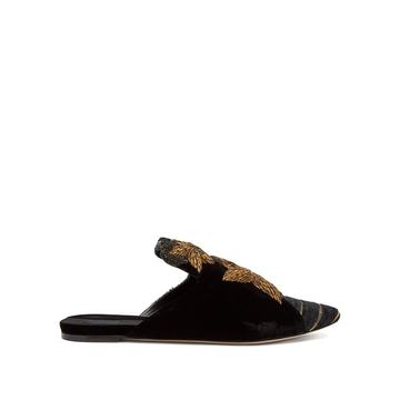 Stelle star-appliqué velvet backless loafers