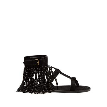 Nino suede fringed studded T-bar sandals