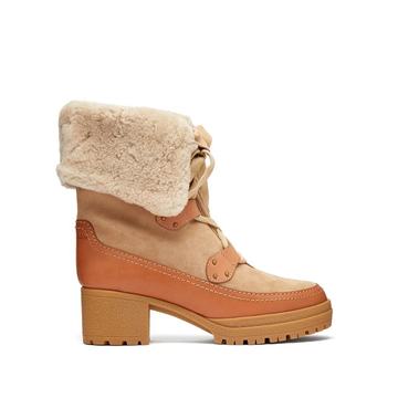 Eileen lace-up shearling and suede boots