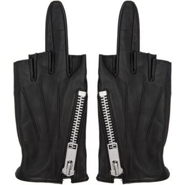 Black Single-Finger Zip Gloves