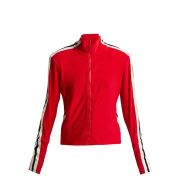 Side-stripe stretch-jersey track jacket