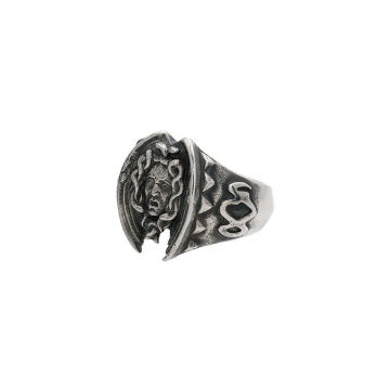 silver Medusa engraved ring