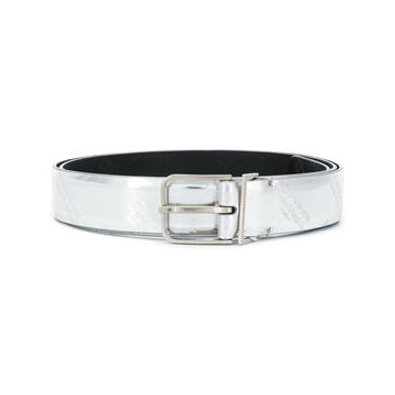 metallic logo-embossed belt