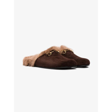 brown River suede fur lined clogs