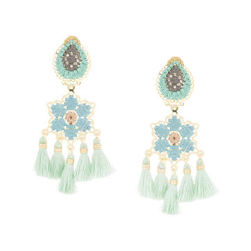 Hibiscus Menta fringe drop earrings