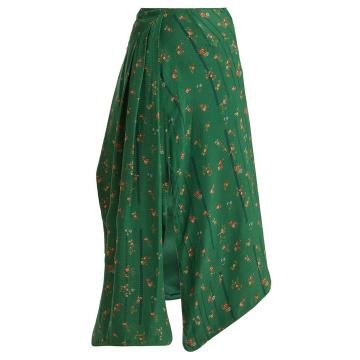 Matilda floral-print silk skirt