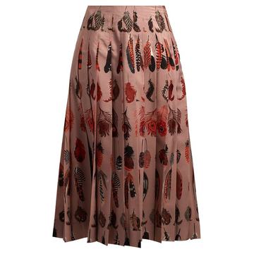 Sirocco feather-print pleated skirt