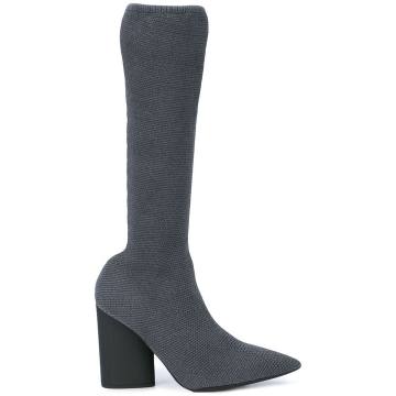 knitted chunky heel boots