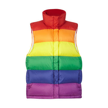 Rainbow Striped Puffer Vest