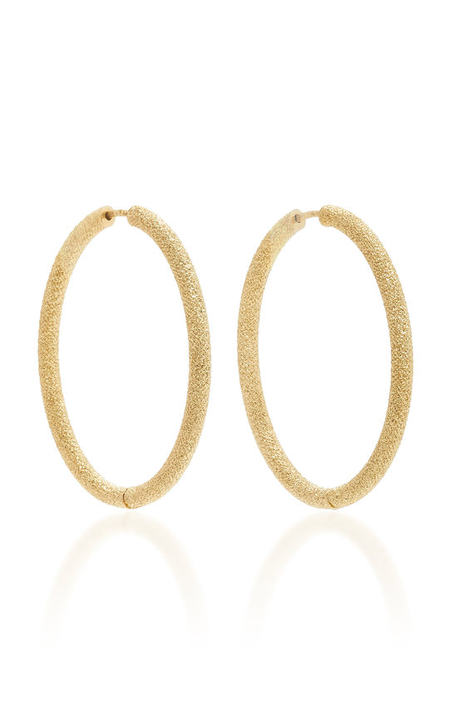 Florentine Finish Large Oval Thick Hoop Earrings展示图