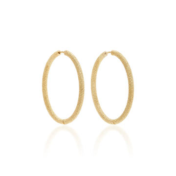 Florentine Finish Large Oval Thick Hoop Earrings