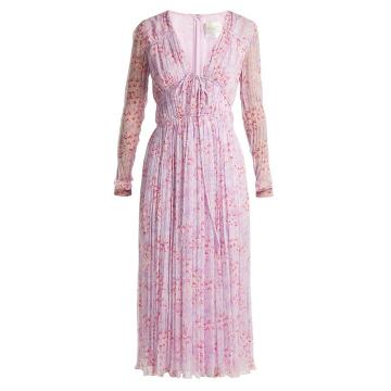 Floral-print silk-chiffon dress