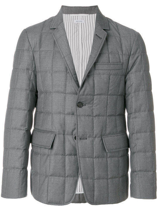 灰色SUPER130's羊毛鹅羽绒经典单排扣外套展示图