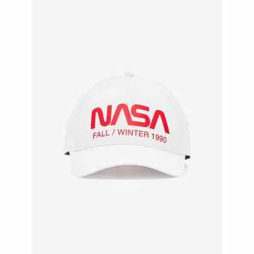 white and red reflective cap