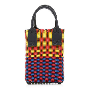 Micro Tube Weave Tote With Leather Handle