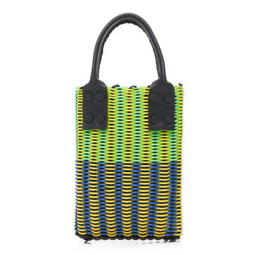 Micro Tube Weave Tote With Leather Handle