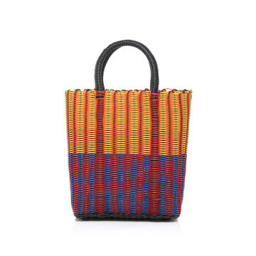 Small Tube Weave Tote With Detachable Beaded Fob