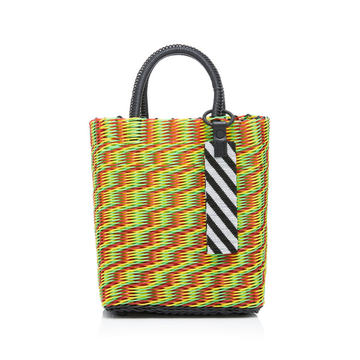 Small Tube Weave Tote With Detachable Beaded Fob