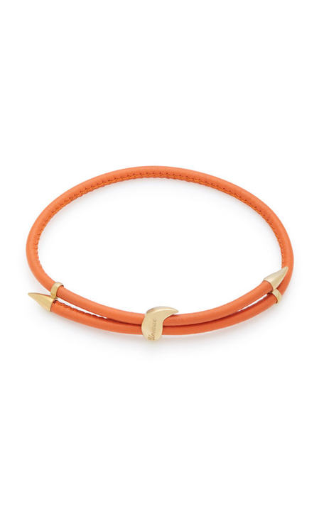 Heliconia 9K Gold and Leather Bracelet展示图