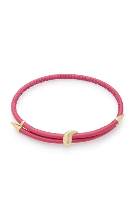 Heliconia Unique Adjustable 9K Gold And Leather Bracelet展示图