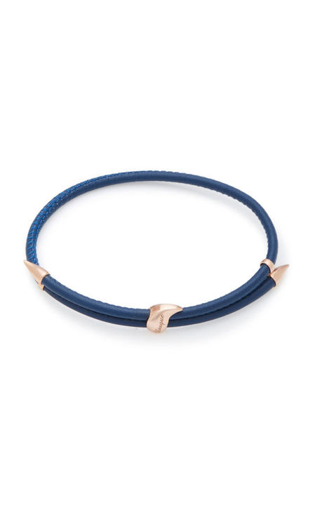 Heliconia 9K Rose Gold and Leather Bracelet展示图