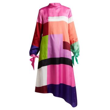 Leonora colour-block satin-twill dress