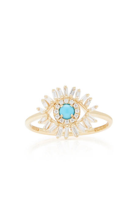 18K Gold Diamond Turquoise Ring展示图