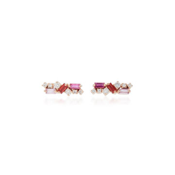 18K Rose Gold Diamond and Sapphire Earrings