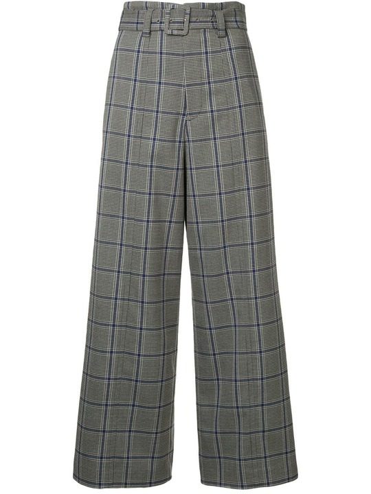 plaid wide leg trousers展示图