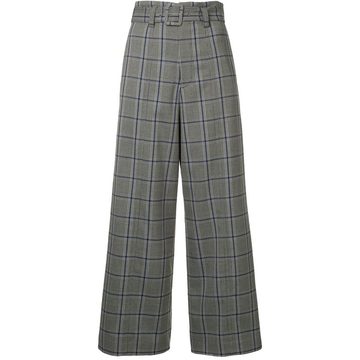 plaid wide leg trousers