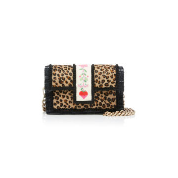 New Yorker Soho Leather Shoulder Bag with Leopard Print