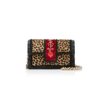 New Yorker Soho Leather Shoulder Bag with Leopard Print