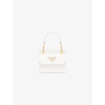 white logo mini leather bag