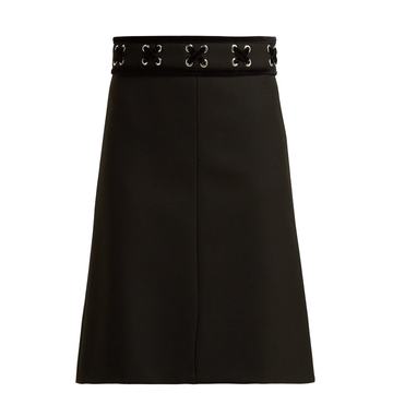 Laced-velvet twill skirt