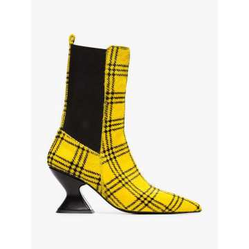 leather checked print boot