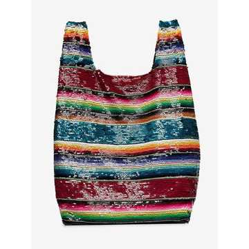 rainbow sequin embellished tote bag