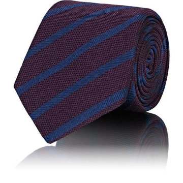 Striped Waffle-Textured Silk Necktie