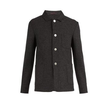 Point collar wool-blend blazer