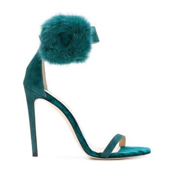 Cleo mink fur heeled sandals
